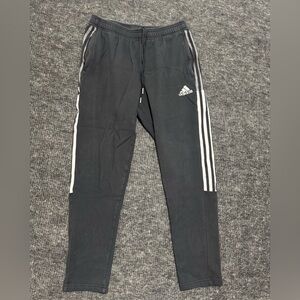Adidas Kids Black Joggers with White Stripes